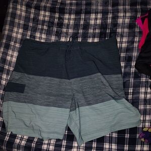 George Men's Striped Blue and Gray Swim Shorts